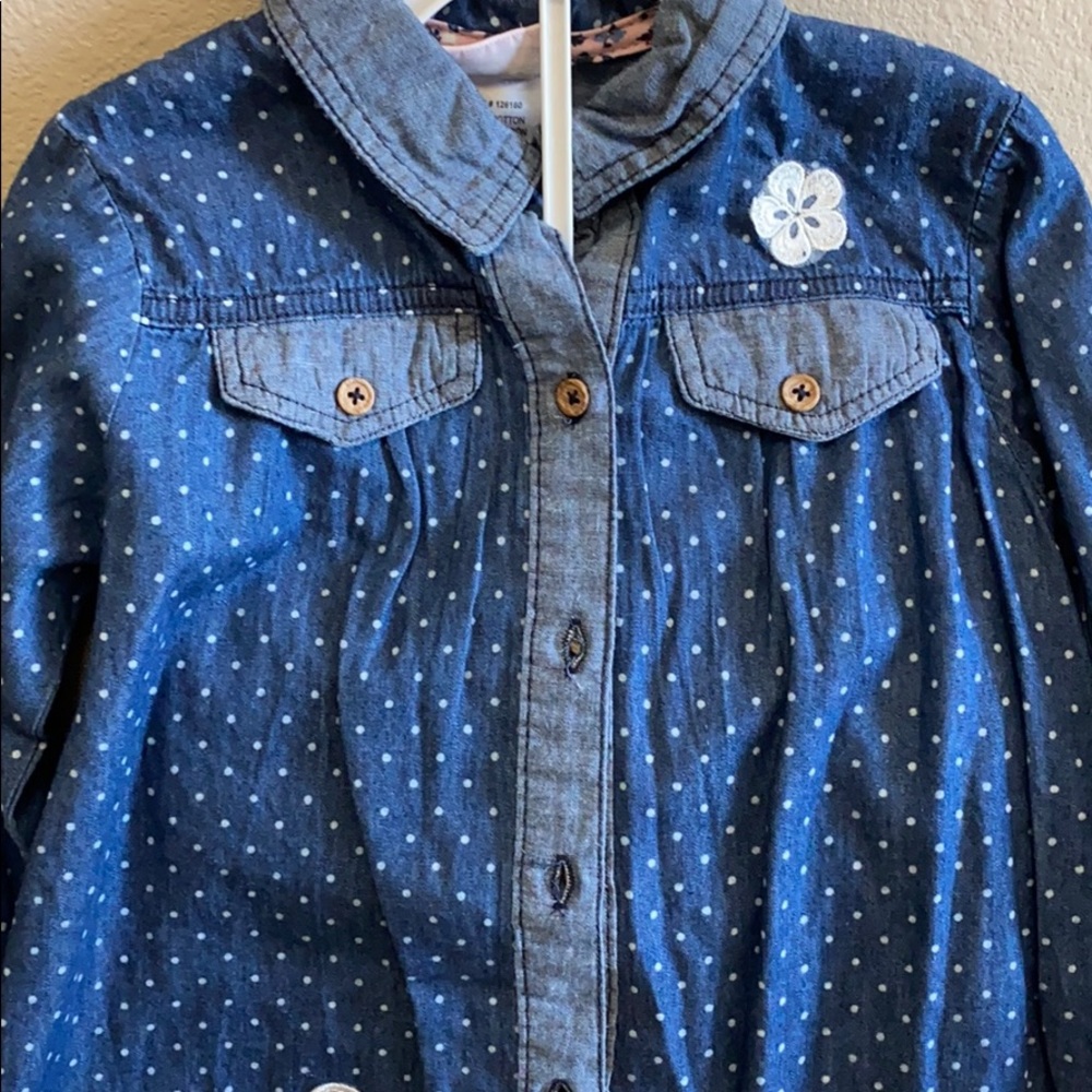 Girls denim shirt with floral pants